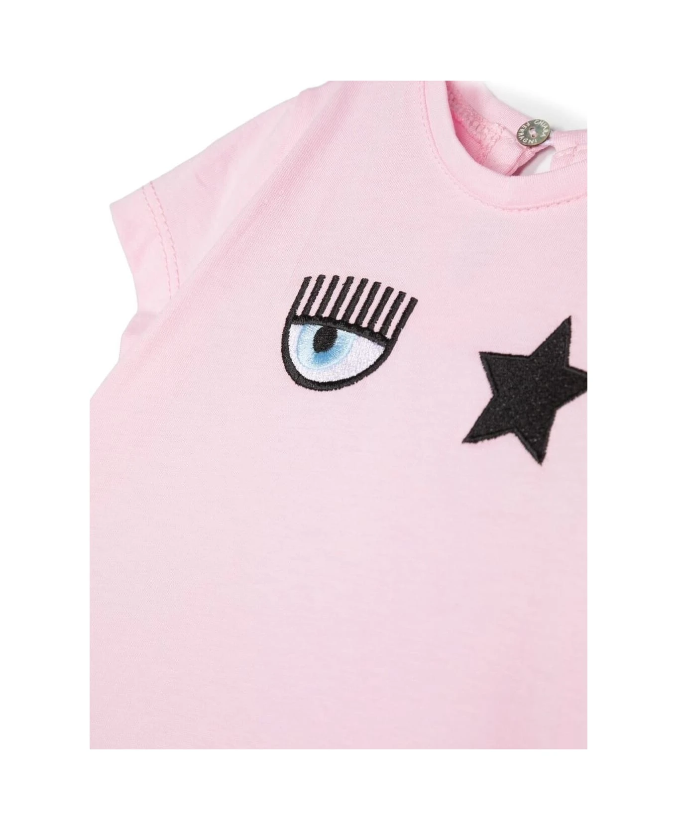 Chiara Ferragni Crewneck T-shirt With Logo Print In Pink Cotton Girl 3 Chiara Ferragni Crewneck T-shirt With Logo Print In Pink Cotton Girl - Image 3