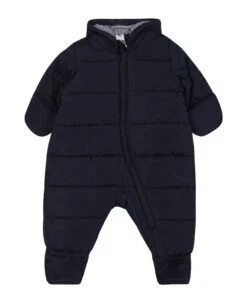 PETIT BATEAU Blue Babygrow For Baby Boy With Logo