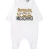 MOSCHINO White Babygrow For Baby Kids With Teddy Bears And Logo