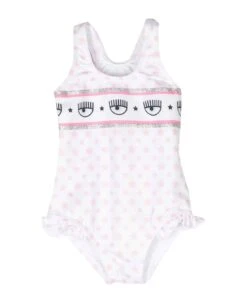 Chiara Ferragni White Swimsuit Baby Girl