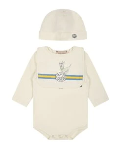 Gucci Ivory Set For Baby Kids With Animals And Logo